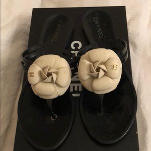 Chanel Black Jelly Thongs